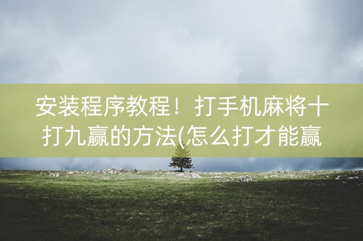 安装程序教程！打手机麻将十打九赢的方法(怎么打才能赢)