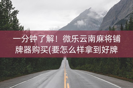 一分钟了解！微乐云南麻将铺牌器购买(要怎么样拿到好牌)