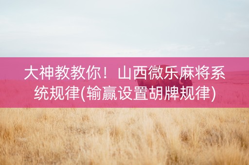 大神教教你！山西微乐麻将系统规律(输赢设置胡牌规律)