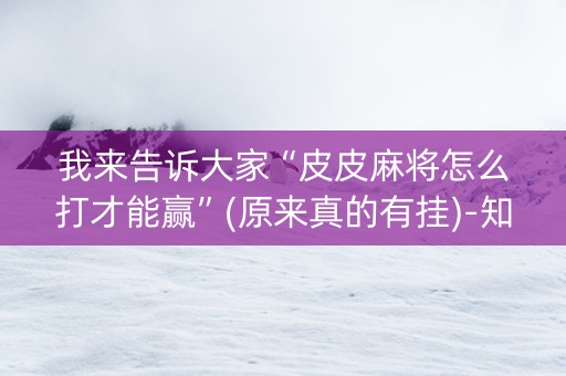 我来告诉大家“皮皮麻将怎么打才能赢”(原来真的有挂)-知乎