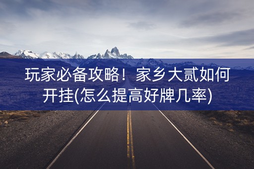 玩家必备攻略！家乡大贰如何开挂(怎么提高好牌几率)