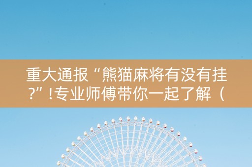 重大通报“熊猫麻将有没有挂?”!专业师傅带你一起了解（详细教程）-知乎