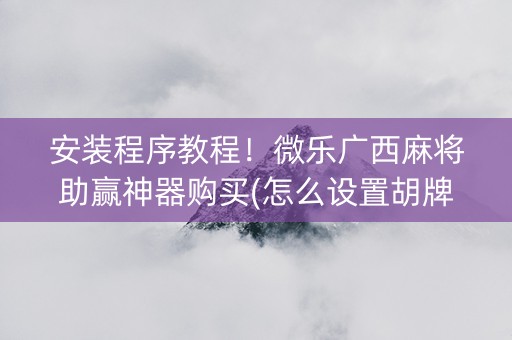 安装程序教程！微乐广西麻将助赢神器购买(怎么设置胡牌)
