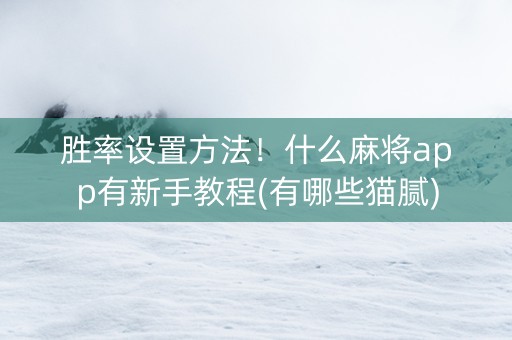 胜率设置方法！什么麻将app有新手教程(有哪些猫腻)