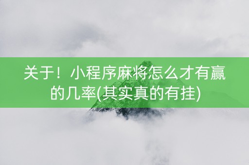 关于！小程序麻将怎么才有赢的几率(其实真的有挂)