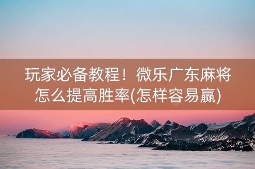 玩家必备教程！微乐广东麻将怎么提高胜率(怎样容易赢)