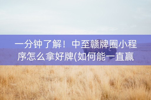 一分钟了解！中至赣牌圈小程序怎么拿好牌(如何能一直赢)