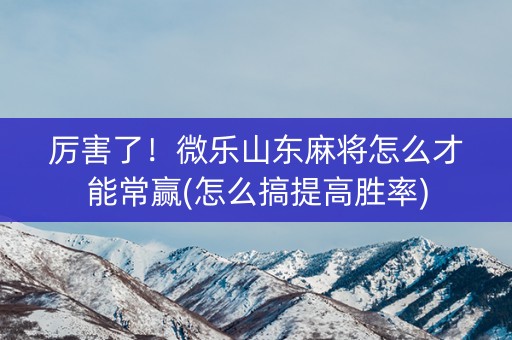 厉害了！微乐山东麻将怎么才能常赢(怎么搞提高胜率)