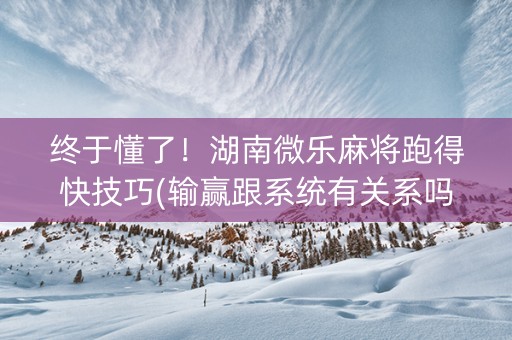 终于懂了！湖南微乐麻将跑得快技巧(输赢跟系统有关系吗)