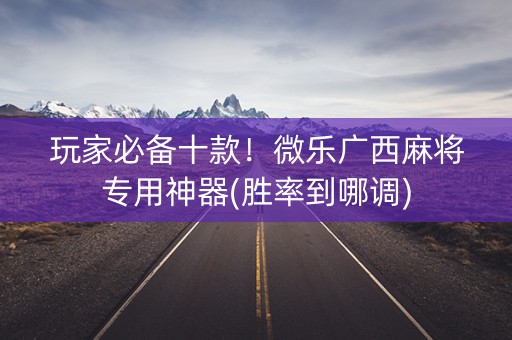 玩家必备十款！微乐广西麻将专用神器(胜率到哪调)