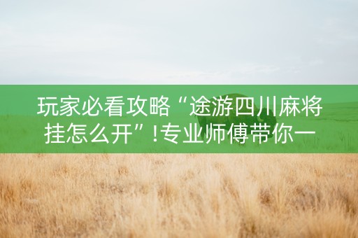 玩家必看攻略“途游四川麻将挂怎么开”!专业师傅带你一起了解（详细教程）-知乎