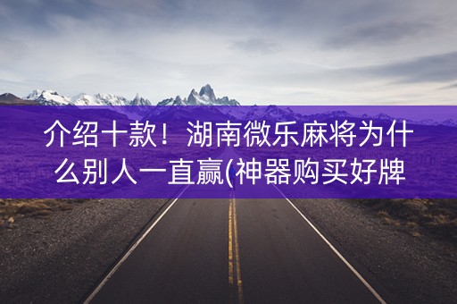 介绍十款！湖南微乐麻将为什么别人一直赢(神器购买好牌规律)