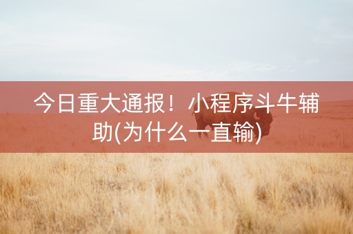 今日重大通报！小程序斗牛辅助(为什么一直输)