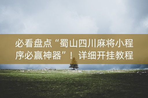 必看盘点“蜀山四川麻将小程序必赢神器”！详细开挂教程（确实真的有挂)-知乎