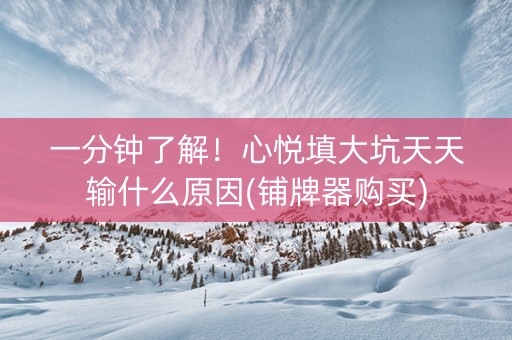 一分钟了解！心悦填大坑天天输什么原因(铺牌器购买)