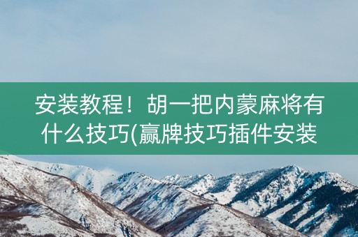 安装教程！胡一把内蒙麻将有什么技巧(赢牌技巧插件安装)