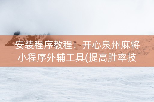 安装程序教程！开心泉州麻将小程序外辅工具(提高胜率技巧)
