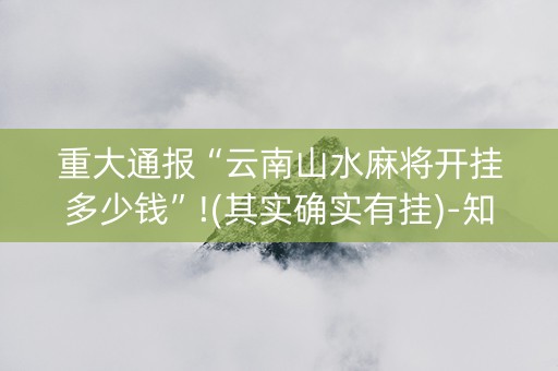 重大通报“云南山水麻将开挂多少钱”!(其实确实有挂)-知乎