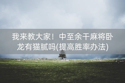 我来教大家！中至余干麻将卧龙有猫腻吗(提高胜率办法)