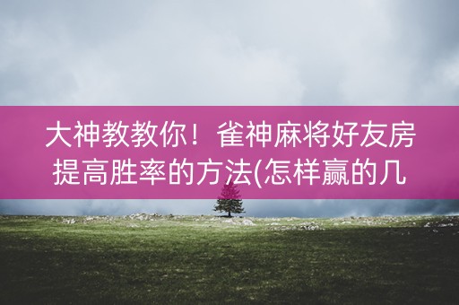 大神教教你！雀神麻将好友房提高胜率的方法(怎样赢的几率大)