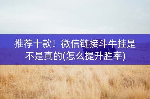 推荐十款！微信链接斗牛挂是不是真的(怎么提升胜率)