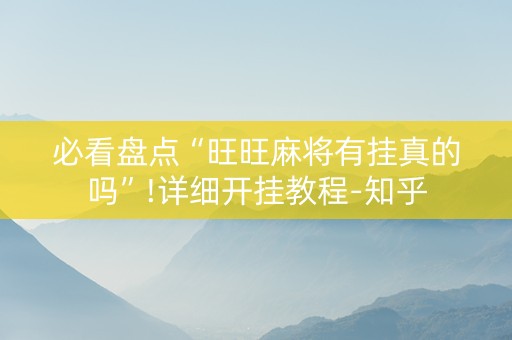 必看盘点“旺旺麻将有挂真的吗”!详细开挂教程-知乎