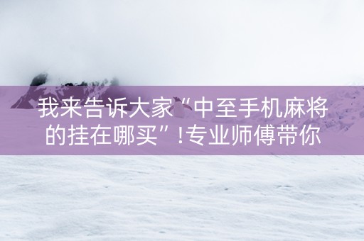 我来告诉大家“中至手机麻将的挂在哪买”!专业师傅带你一起了解（详细教程）-知乎