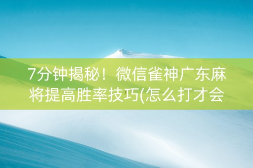 7分钟揭秘！微信雀神广东麻将提高胜率技巧(怎么打才会赢)
