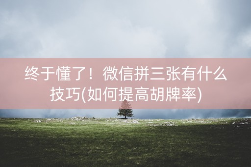 终于懂了！微信拼三张有什么技巧(如何提高胡牌率)