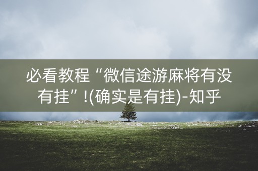 必看教程“微信途游麻将有没有挂”!(确实是有挂)-知乎