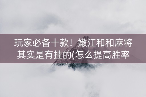 玩家必备十款！嫩江和和麻将其实是有挂的(怎么提高胜率)
