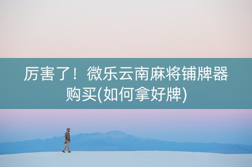 厉害了！微乐云南麻将铺牌器购买(如何拿好牌)