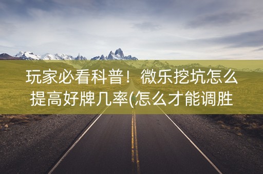 玩家必看科普！微乐挖坑怎么提高好牌几率(怎么才能调胜率)