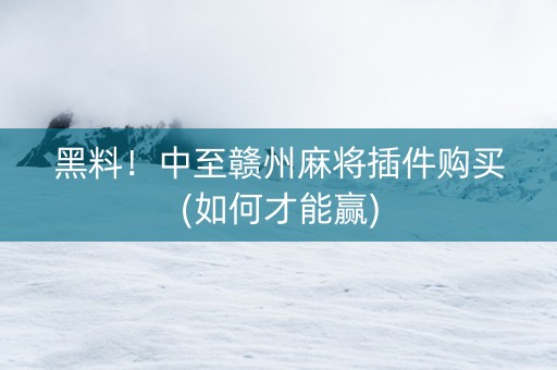 黑料！中至赣州麻将插件购买(如何才能赢)