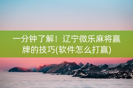 一分钟了解！辽宁微乐麻将赢牌的技巧(软件怎么打赢)