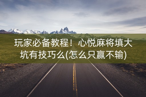 玩家必备教程！心悦麻将填大坑有技巧么(怎么只赢不输)
