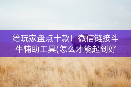 给玩家盘点十款！微信链接斗牛辅助工具(怎么才能起到好牌)