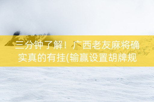 三分钟了解！广西老友麻将确实真的有挂(输赢设置胡牌规律)