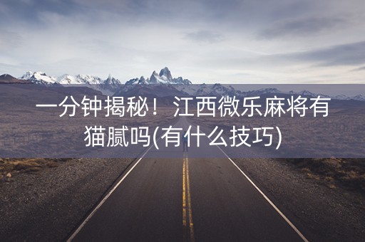 一分钟揭秘！江西微乐麻将有猫腻吗(有什么技巧)
