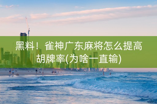 黑料！雀神广东麻将怎么提高胡牌率(为啥一直输)