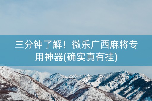 三分钟了解！微乐广西麻将专用神器(确实真有挂)
