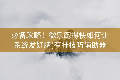 必备攻略！微乐跑得快如何让系统发好牌(有挂技巧辅助器)