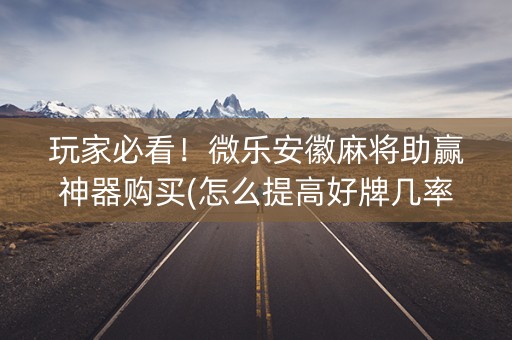 玩家必看！微乐安徽麻将助赢神器购买(怎么提高好牌几率)