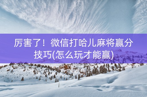 厉害了！微信打哈儿麻将赢分技巧(怎么玩才能赢)