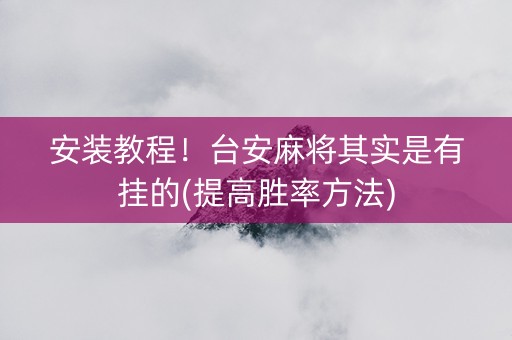 安装教程！台安麻将其实是有挂的(提高胜率方法)