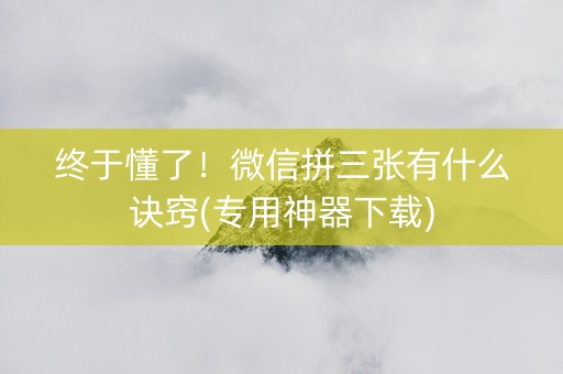终于懂了！微信拼三张有什么诀窍(专用神器下载)