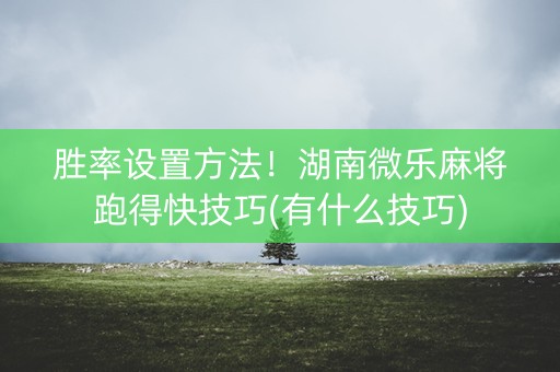 胜率设置方法！湖南微乐麻将跑得快技巧(有什么技巧)