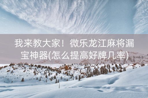 我来教大家！微乐龙江麻将漏宝神器(怎么提高好牌几率)
