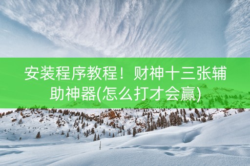安装程序教程！财神十三张辅助神器(怎么打才会赢)