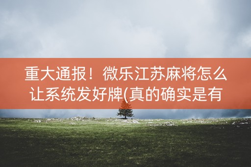重大通报！微乐江苏麻将怎么让系统发好牌(真的确实是有挂)